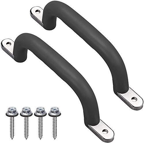 Dolibest Set of 2 Non-Slip Solid Playground Safety Handles, Swing Set Kids Safety Hand Grips for Playset, Climbing Frame, Play House, Indoor Monkey Bars & Treehouse Accessories, Black, 10" - Image 1