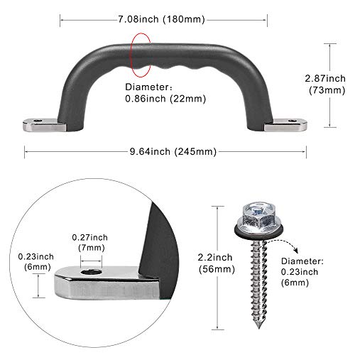 Dolibest Set of 2 Non-Slip Solid Playground Safety Handles, Swing Set Kids Safety Hand Grips for Playset, Climbing Frame, Play House, Indoor Monkey Bars & Treehouse Accessories, Black, 10" - Image 4