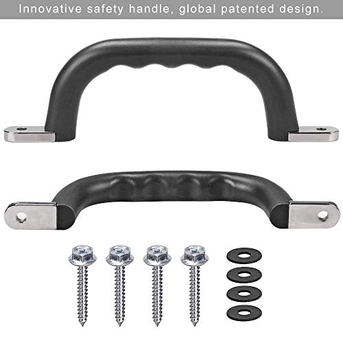 Dolibest Set of 2 Non-Slip Solid Playground Safety Handles, Swing Set Kids Safety Hand Grips for Playset, Climbing Frame, Play House, Indoor Monkey Bars & Treehouse Accessories, Black, 10" - Image 2