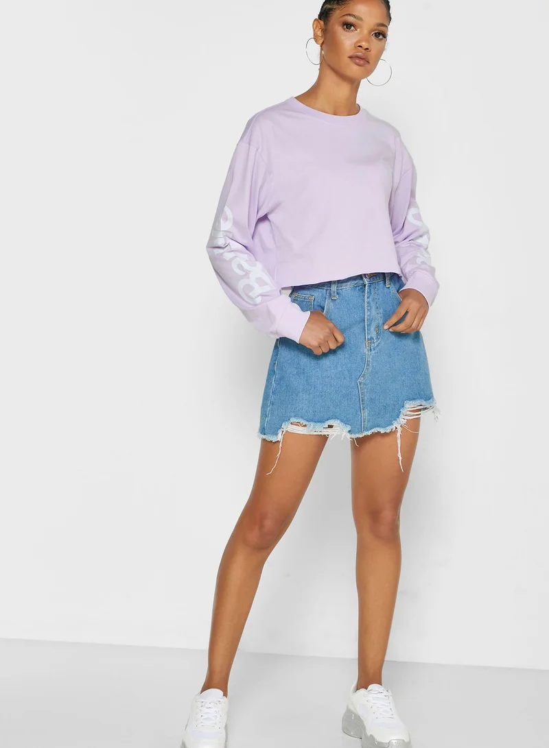 FOREVER 21 Barbie Cropped Sweatshirt