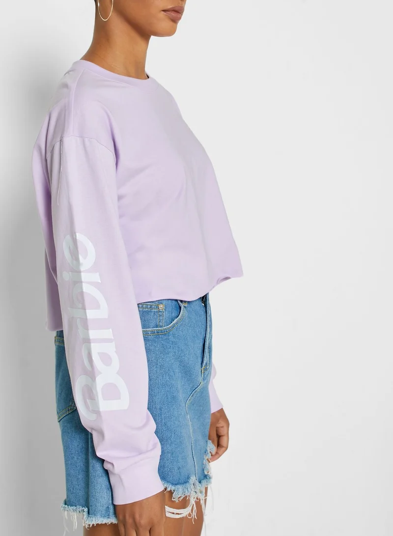 FOREVER 21 Barbie Cropped Sweatshirt