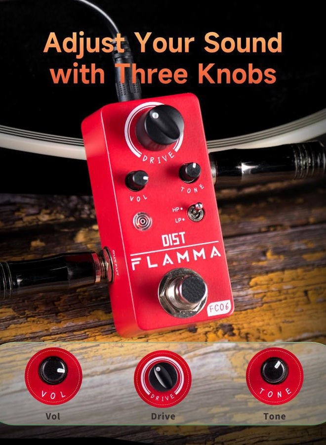 FLAMMA FC06 Distortion Guitar Pedal Electric Guitar Effects with 2 Modes HP/LP, Mini Analog Guitar Pedal, True Bypass - Image 4