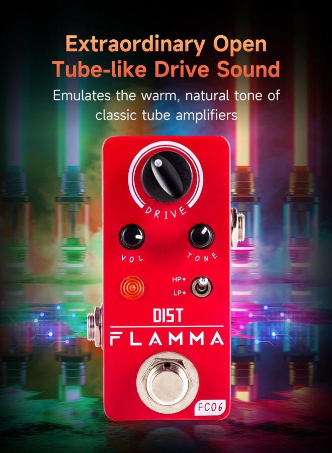 FLAMMA FC06 Distortion Guitar Pedal Electric Guitar Effects with 2 Modes HP/LP, Mini Analog Guitar Pedal, True Bypass - Image 5