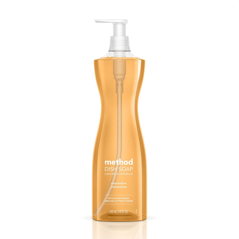 Method Gel Dish Soap, Clementine Scent, Tough on Grease & Stuck-on Food, Cruelty Free Formula, Made with Recycled Plastic, 18 Fl Oz - Image 1