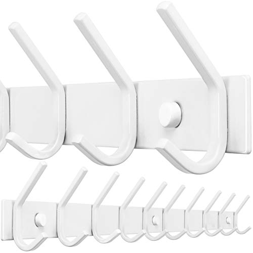 WEBI Coat Rack Wall Mounted10 Hooks30 Long Coat Hooks Wall Mount WhiteCoat Hanger WallHook RackJacket Hooks for CoatsClothesHats