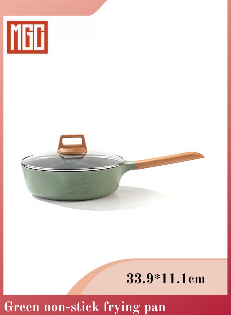 MGC Frying pan (with wooden handle and glass lid) is suitable for various stovetops and meets the cooking needs of different families. - Image 1