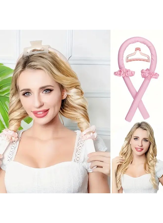 Blue Velvet Heatless Curling Set For Nighttime Curls Gentle Hair Care Headband - Image 1