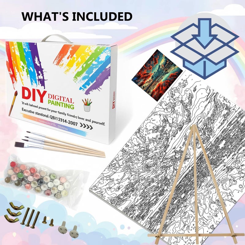 BAISITE Paint by Numbers Kit for Adults,16" Lx20 W Canvas for Painting Kits for Adults in Colorful Box-Breathtaking Colorful Scenery 8481-Already Stretched on a Wooden Frame - Image 3