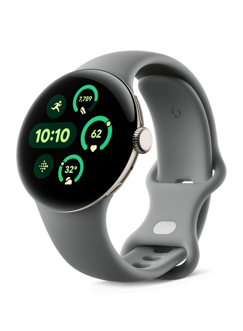 Google Pixel Watch 3 (45 mm) - Android smartwatch with heart rate tracking, advanced running from Fitbit, fitness insights, 24-hour battery - matte hazel aluminium case - hazel band - Wi-Fi Hazel - Image 1