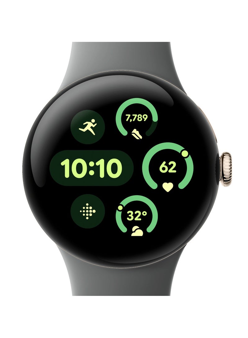 Google Pixel Watch 3 (45 mm) - Android smartwatch with heart rate tracking, advanced running from Fitbit, fitness insights, 24-hour battery - matte hazel aluminium case - hazel band - Wi-Fi Hazel - Image 2