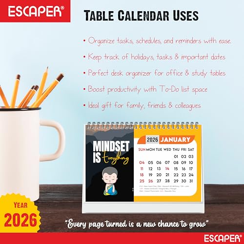 ESCAPER 2026 Motivational Desk Calendar (A5 Size – 22 x 15 cm) – Inspirational Quotes Table Calendar, Positive Desktop Calendar, New Year Calendar for Office & Home Décor - Image 5
