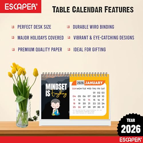 ESCAPER 2026 Motivational Desk Calendar (A5 Size – 22 x 15 cm) – Inspirational Quotes Table Calendar, Positive Desktop Calendar, New Year Calendar for Office & Home Décor - Image 4