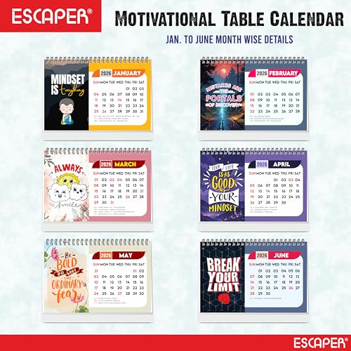 ESCAPER 2026 Motivational Desk Calendar (A5 Size – 22 x 15 cm) – Inspirational Quotes Table Calendar, Positive Desktop Calendar, New Year Calendar for Office & Home Décor - Image 2