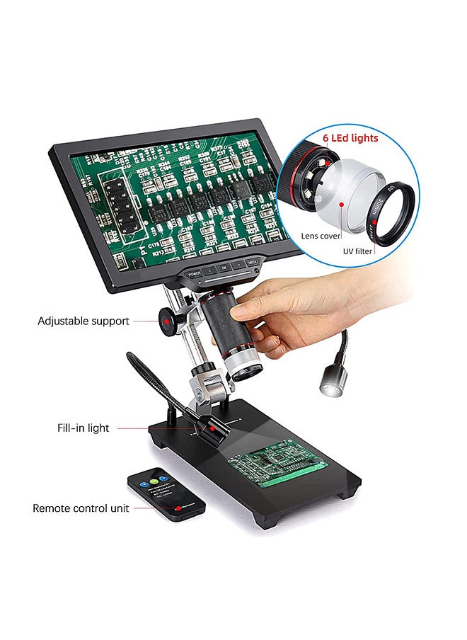 Generic 10.1-inch LCD USB Digital Microscope 1080P Coin Microscope 1-1600X 16MP Touch-control Lightness with Remote Control for Plant Insect Observation Best Gift for Children  - Image 3