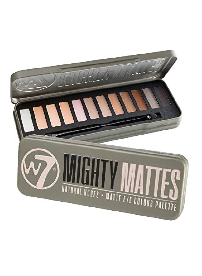 W7 Mighty Mattes Eyeshadow Palette 12 Natural Nude Colors Flawless Longlasting Makeup - Image 1