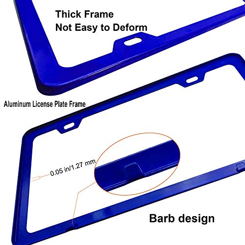 AOOTF إطارات لوحات ترخيص زرقاء من Aootf - حوامل علامات سيارات لطيفة للنساء، عبوة 2 إطار ألومنيوم نحيف مع مجموعة تركيب تناسب الأمام والخلف، 2 ثقب، ملحقات مخصصة - براغي، أغطية - Image 3