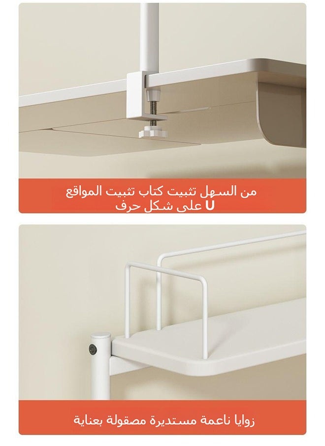 XiuWoo - 2-Tier Clamp Desktop Shelf 60cm Desktop Storage Organizer Gaming Room Shelf for Book Stationery Clip On Bookshelf Organizer for Dorm Home Office - Image 1