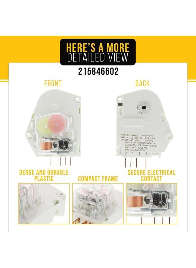 PartsBroz 215846602 Defrost Timer - Compatible with Frigidaire Kenmore Gibson Kelvinator Refrigerator - Replaces AP2111929 PS423801 604-73086 241621501 240371001 628518 3203657 8000559 FRT18B4AW2 - Image 3