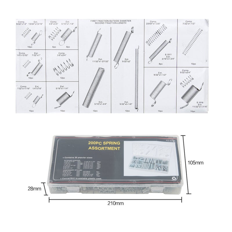 400 PCS Spring Assortment Spiral Spring Galvanized Spring Set Spring Rate Extension Spring for - Image 1