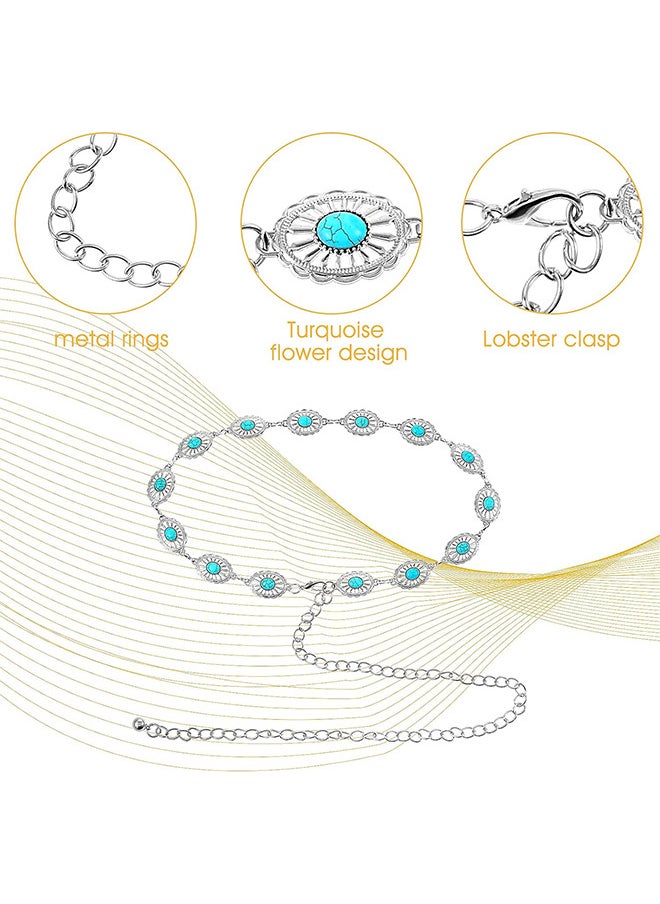 Depend - Concho Turquoise Chain Belt, Adjustable Western Metal Waist Chain Belt, Cute Women's Western Country Belt for Jeans or Dresses - Image 1