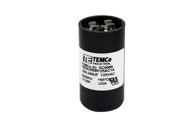 TEMCo Industrial TEMCo 200-240 uF MFD CD60 Start Capacitor 110-125V AC Round | 50/60 Hz Motor Start Capacitor for HVAC, Compressor, Pump - Image 1