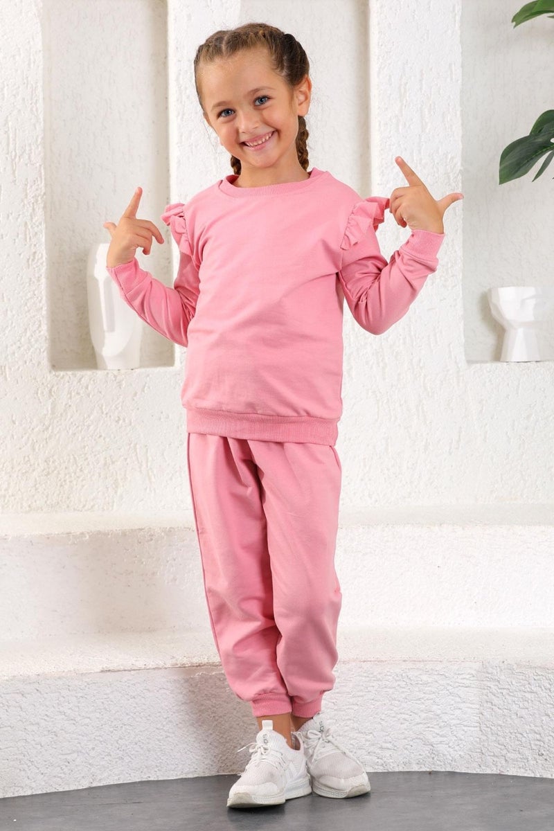 Zepkids Girls' Ruffle Detailed Shoulder Two Piece Set 3-12 Years Old  - Image 1