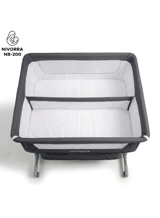 Nivorra Dual Baby Bassinet for Twins, 6-Level Adjustable Height, 7-20° Anti-Reflux Slope, Breathable Mesh & Silent 360° Lockable Wheels - Image 3