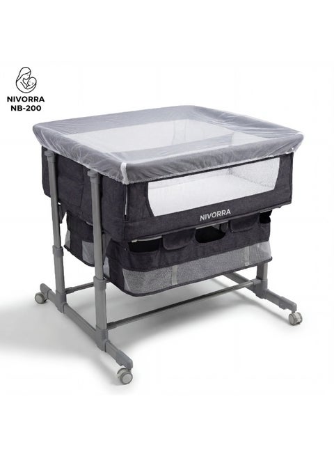 Nivorra Dual Baby Bassinet for Twins, 6-Level Adjustable Height, 7-20° Anti-Reflux Slope, Breathable Mesh & Silent 360° Lockable Wheels