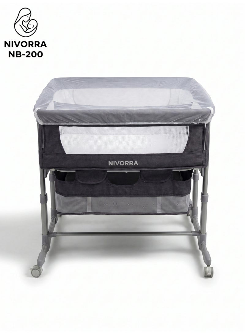 Nivorra Dual Baby Bassinet for Twins, 6-Level Adjustable Height, 7-20° Anti-Reflux Slope, Breathable Mesh & Silent 360° Lockable Wheels - Image 5