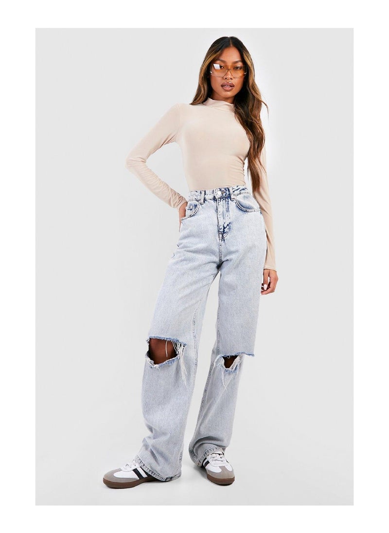 boohoo - Slinky Long Sleeve High Neck Bodysuit - Image 1