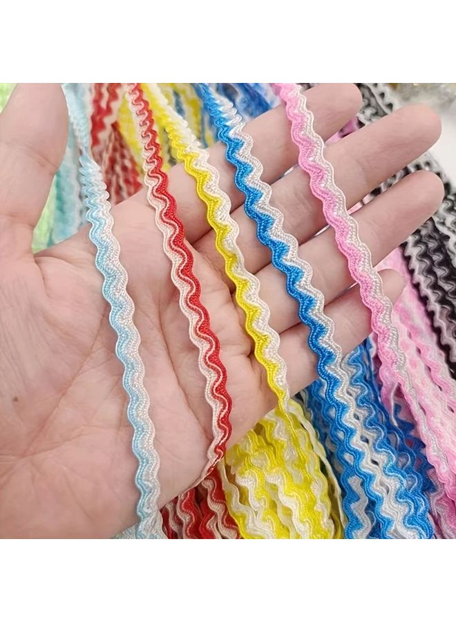 فروت جرين وايت 4 ياردز شريط ثنائي النغمة بزخرفة دانتيل S موجة لأعمال الخياطة اليدوية والحرف المنزلية - Image 1