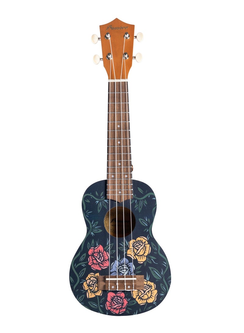 Bamboo U-21 Aurora Soprano Ukulele – 21-Inch Floral Design with Premium Gig Bag  - Image 1