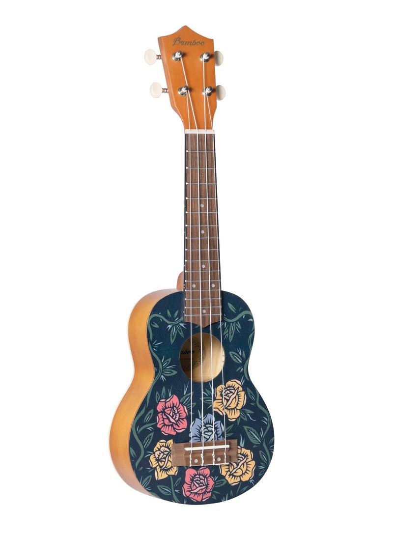 Bamboo U-21 Aurora Soprano Ukulele – 21-Inch Floral Design with Premium Gig Bag  - Image 3