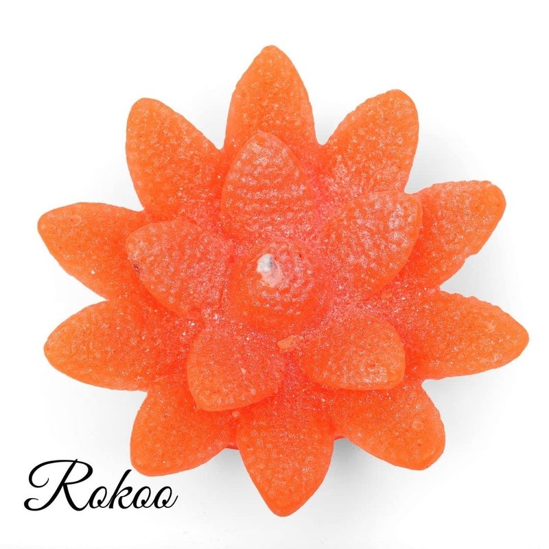ROKOO Diwali Diya Decoration Floating Lotus Flower Candles in Bulk 4Pcs Smokeless Dripless Long Lasting Candle Water lamp Candles for Home Pool Weddings Deepawali Decor Cafe Spa Orange - Image 4