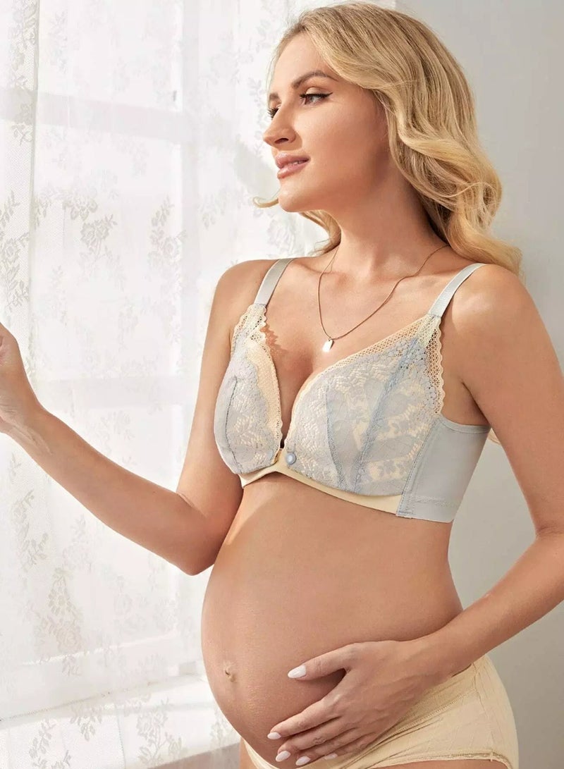 Maternity Contrast Lace Wireless Bra  - Image 3