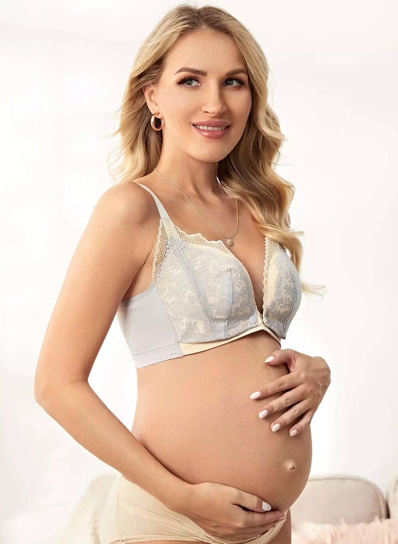 Maternity Contrast Lace Wireless Bra  - Image 5