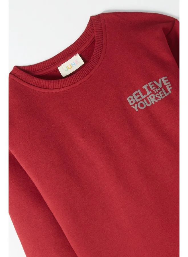جون June Kids Slogan Printed 2-Pack Sweatshirt & Sweatpant Set Burgundy