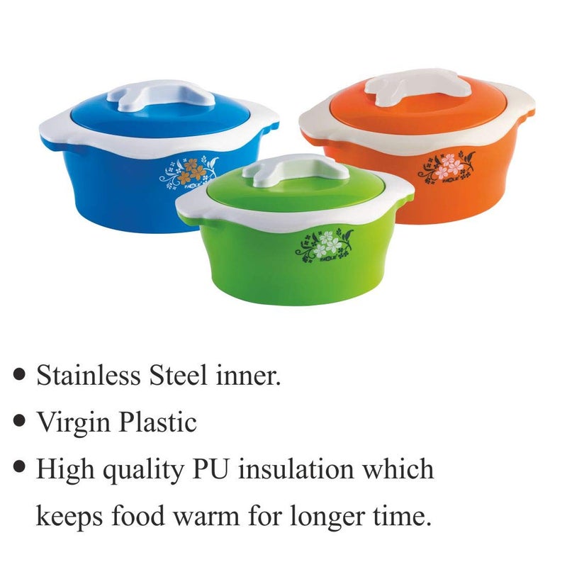 Nabhya Combo of 3 Cook and Serve Casserole 1000ml1500ml and 2500ml Random Color Pack of 3 - Image 4