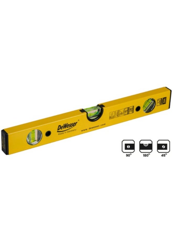 DeWesser German Aluminium Spirit Level  100 CM- 3 Bubble Vials (90° - 180° - 45°) – High Precision & Durability