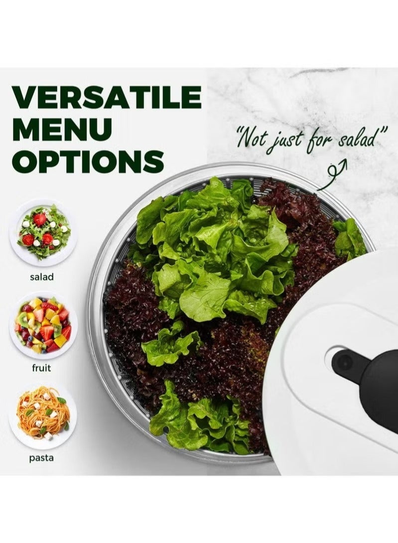 WALALLA Large Salad Spinner 6L, Manual Lettuce Spinner for Vegetable Prepping, One Handed Pump Fruit Spinner, Quick Drying Salad Leaves with Bowl and Colander - Image 4