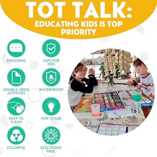 Tot Talk World Map Educational Placemat - Explore Continents, Oceans, & Countries of The World – Made in USA - Blank Map on Reverse for Testing – Durable, Washable, Reusable, BPA-Free, by Tot Talk, 11.5”x17.5” - Image 4