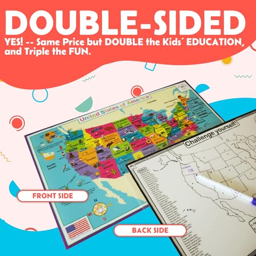 Tot Talk World Map Educational Placemat - Explore Continents, Oceans, & Countries of The World – Made in USA - Blank Map on Reverse for Testing – Durable, Washable, Reusable, BPA-Free, by Tot Talk, 11.5”x17.5” - Image 5
