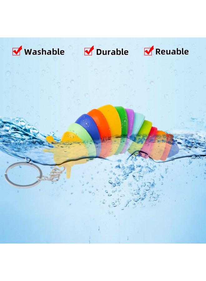 MEIEST 6 PCS Mini Fidget Slug Key-chain Toys,3D Articulated Stretch Caterpillar Sensory Stress Relief Flexible Hand Toy, Ideal Party Favor Colorful Office Desk Pet Toys(Random Color) - Image 2