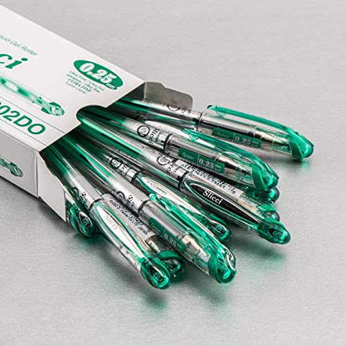 Pentel Arts Slicci 025 mm Extra Fine Gel Pen Green Ink Box of 12 BG202D - Image 3
