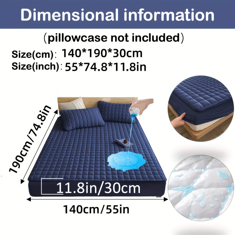 1pc Quilted Mattress Protector (Without Pillow And Core), Soft Comfortable Solid Color Bedding Mattress Cover, Fitted Sheet Mattress Protector for Bedroom, Guest Room, with Deep Pocket, Fitted Sheet 90*200cm 160 * 200cm, And Other Multiple Sizes - Image 1