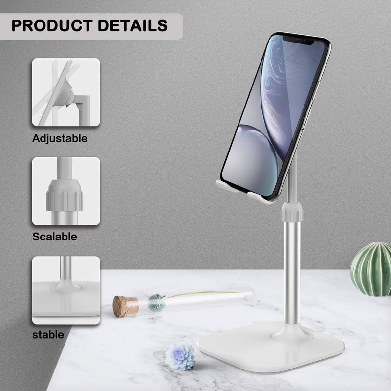 Doboli Cell Phone Stand, Phone Stand for Desk, Phone Holder Stand Compatible with iPhone and All Mobile Phones Tablet, Gifts for Adults Women Men Mom Wife, White - Image 4