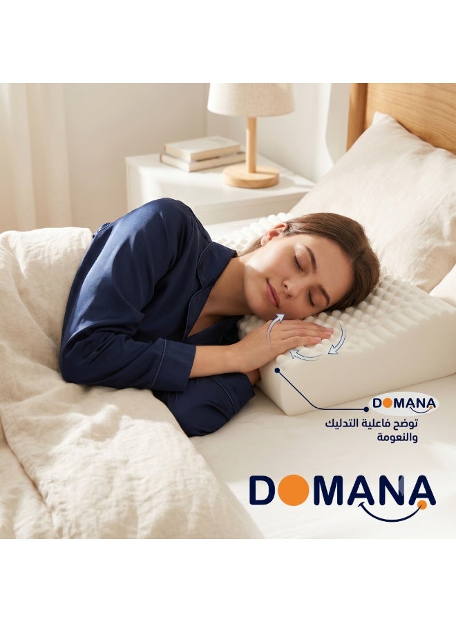 دومانا وسادة دومانا (DOMANA) الطبية من الميموري فوم لآلام الرقبة والظهر - تصميم مريح لدعم العمود الفقري مع غطاء قابل للغسل لنوم صحي ومريح (حبيبات مساج 60*40) ترجم - Image 2