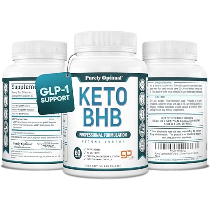 Purely Optimal Keto BHB Capsules – Exogenous Ketone Pills for Ketosis Support, Sustained Energy, Focus & Metabolism – for Women & Men, 60 Capsules - Image 1