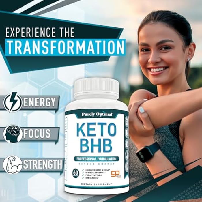 Purely Optimal Keto BHB Capsules – Exogenous Ketone Pills for Ketosis Support, Sustained Energy, Focus & Metabolism – for Women & Men, 60 Capsules - Image 5