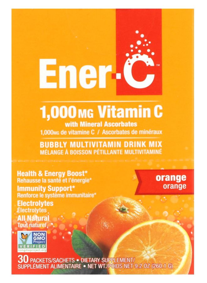مشروب فيتامين سي المتعدد الفيتامينات بنكهة البرتقال 1000 ملغ 30 عبوة 0.3 أونصة (8.67 غ) لكل منها